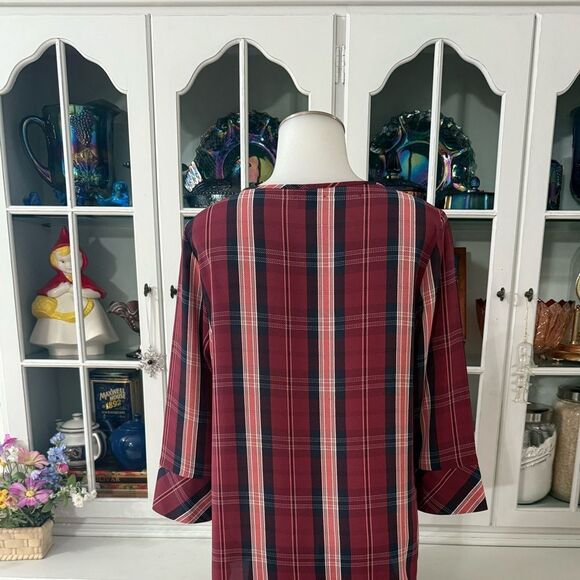 Van Heusen Plaid Blouse 3/4 Sleeve Relaxed Fit Sz XS - Picture 6 of 9
